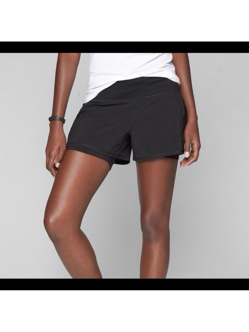 Athleta Black Shorts Ready Set Go 2 in 1 shorts size medium 4" inseam NWT